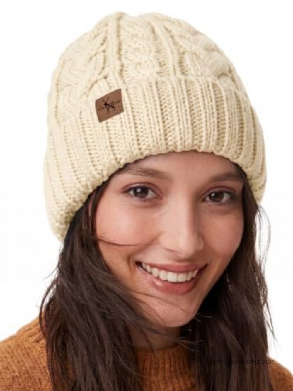 Women's Cable Knit Beanie Fleece Lined Chunky Skull Cap Winter Hat